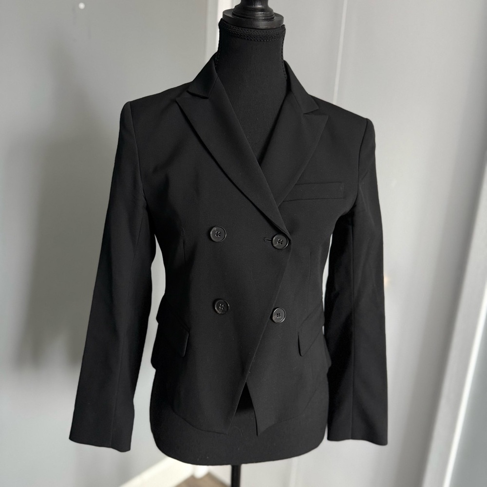 THEORY Sakrino Double Breasted Wool Blazer in Black